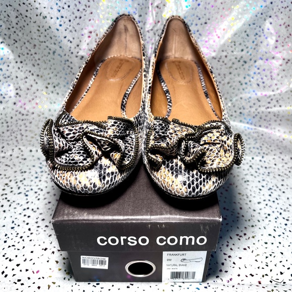 Corso Como Shoes - Corso Como Frankfurt Natural Snake Leather Flats